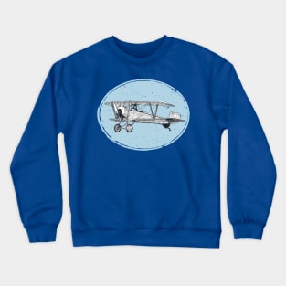 Old biplane in grunge circle Crewneck Sweatshirt